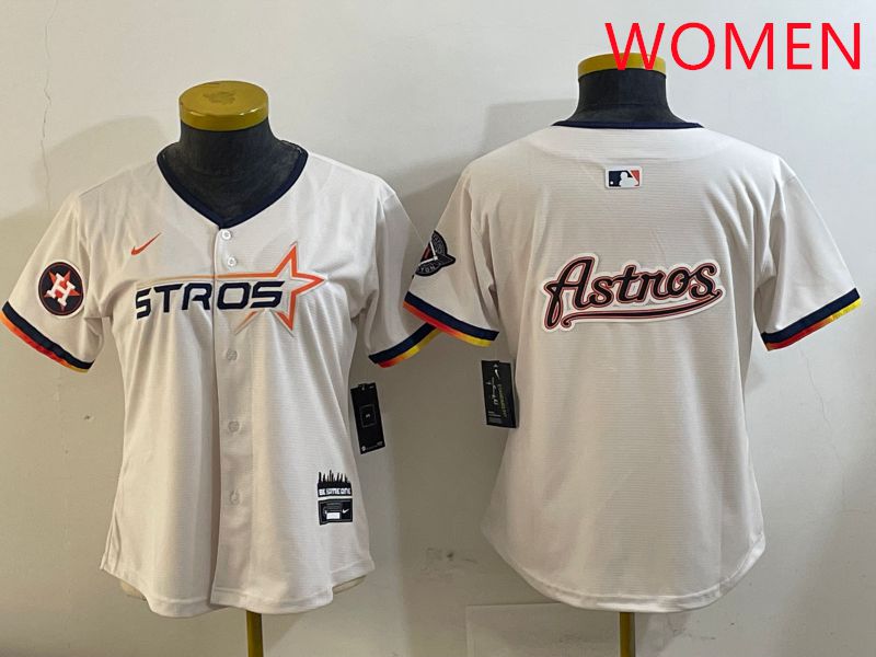 Women Houston Astros Blank Cream Three generations Joint Name 2025 Nike MLB Jersey style 41017->women mlb jersey->Women Jersey